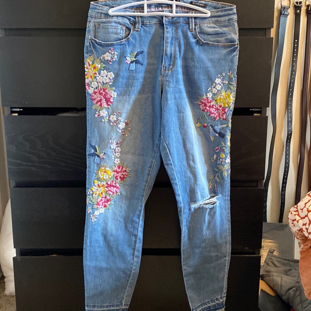 Embroidered Nanette Lepore Skinny Jeans